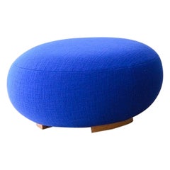 Round Stool EOO-1 by Emmanuel Outy, Oak feets and fabric, Crafted in France