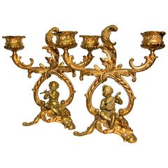 Pair of Golden Baroque Revival Candleholder, Austria circa 1880