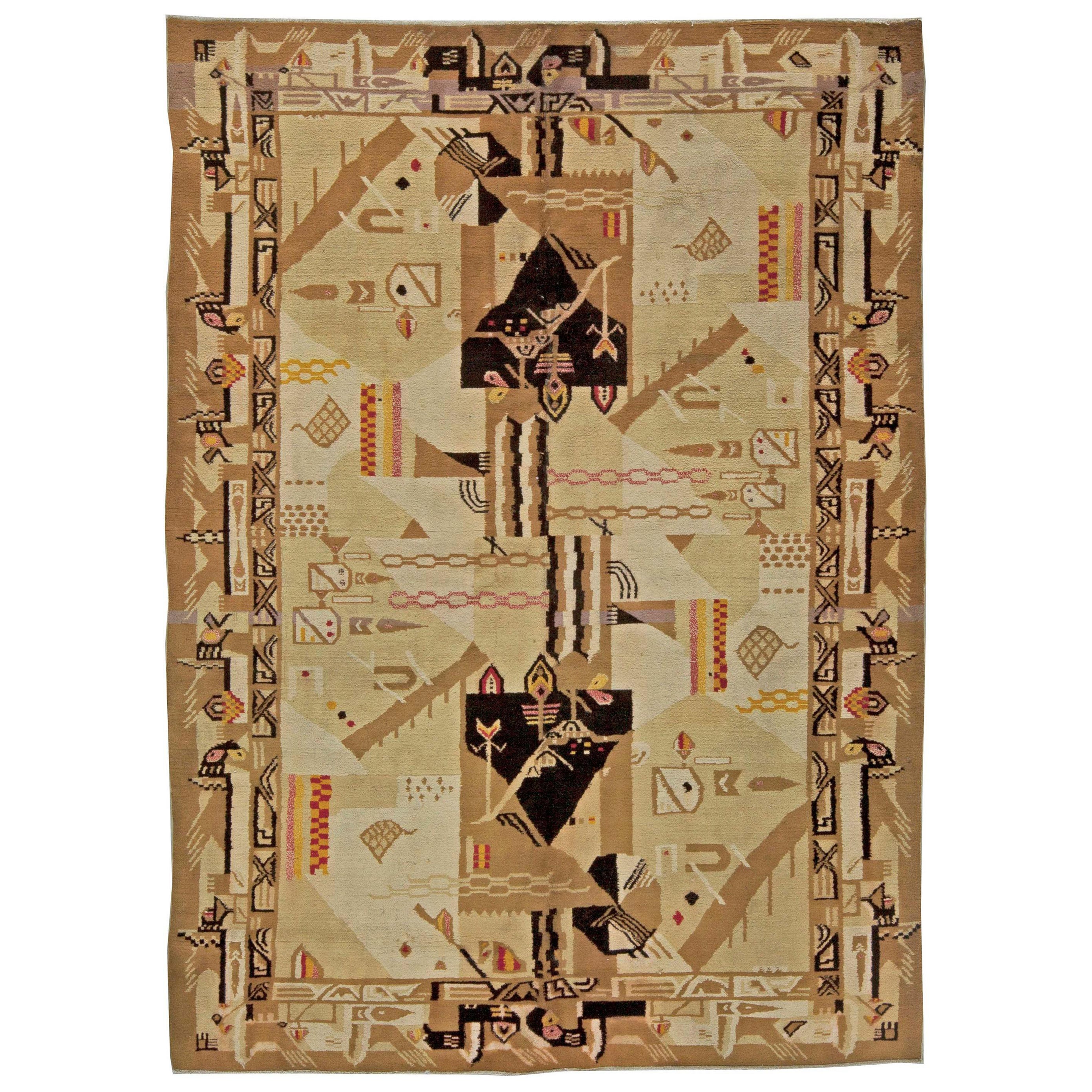 Doris Leslie Blau Antique Abstract Indian Agra Handmade Wool Rug