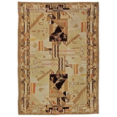 Doris Leslie Blau Alfombra abstracta antigua de lana india Agra hecha a mano