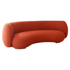 Curved EOF-1 Sofa  by Emmanuel Outy, Oak feets and fabric, Crafted in France