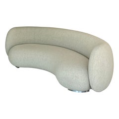 Curved EOF-1 Sofa  by Emmanuel Outy, Oak feets and fabric, Crafted in France