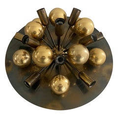 Brass Round Design Atomic Ceiling Lamp by Cosack, 1970s, Germany