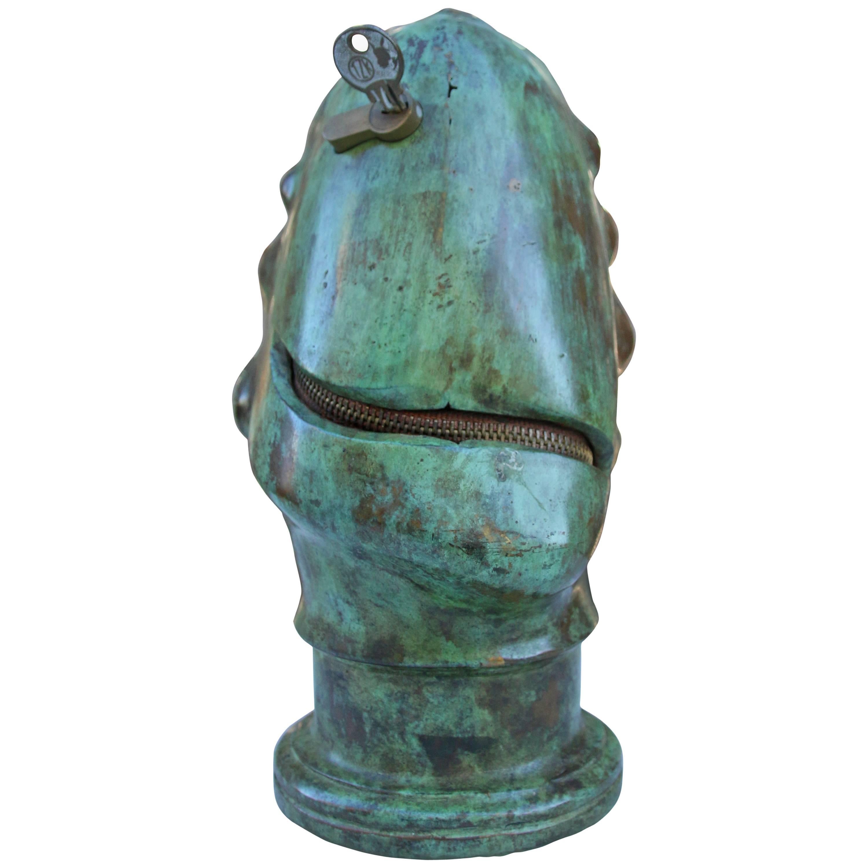 Bronze sculpture "Zipper Face" For Sale