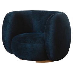 Round Armchair EOF-1 by Emmanuel Outy, Oak feets and fabric, Crafted in France