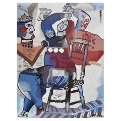 Theo Tobiasse, David & Bathsheba - Tapisserie française Aubusson 20e siècle -N 1460