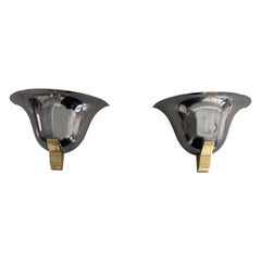 Chrome & Gold Metal Pair of Sconces by Art-Line, 1970s, Germany