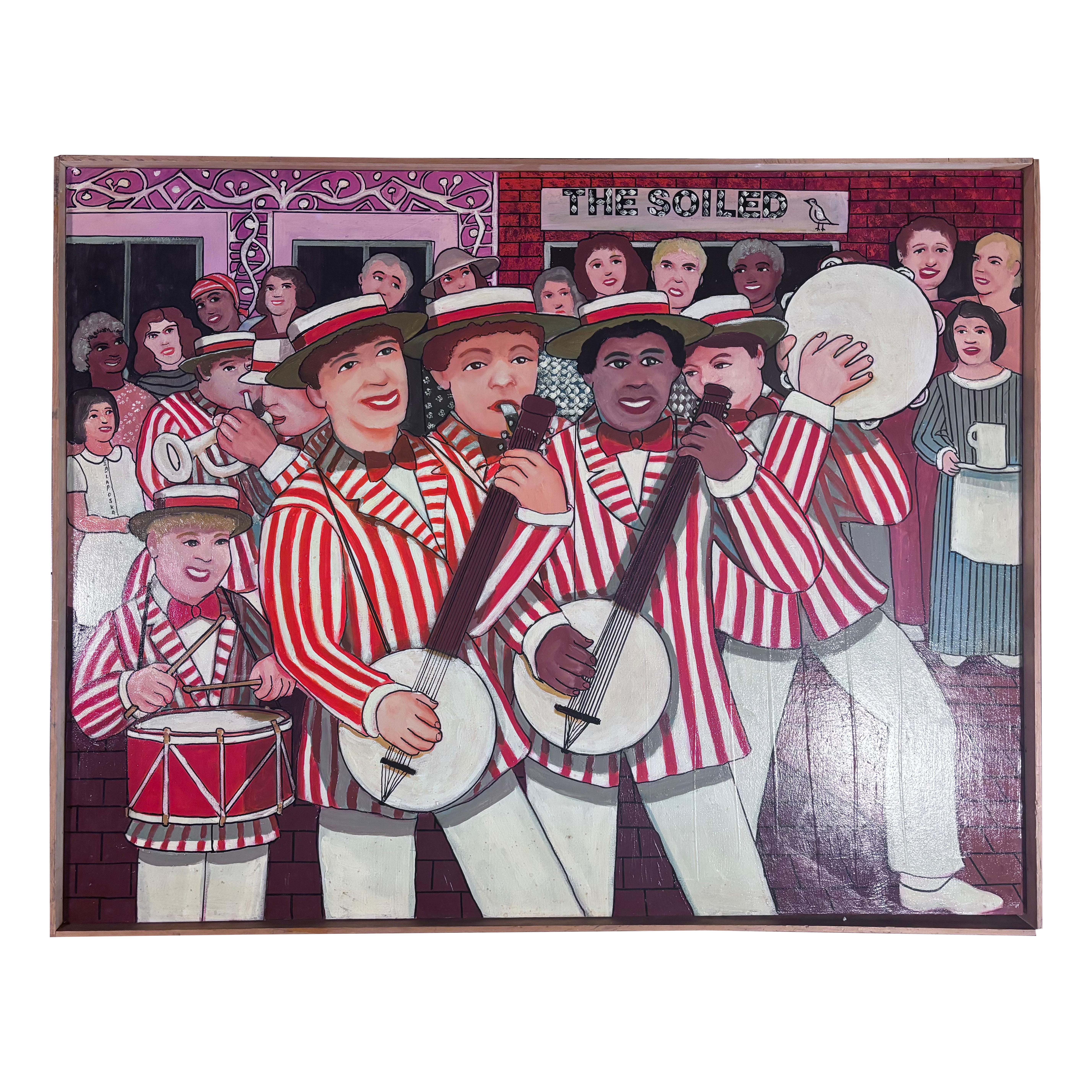Dixieland Banjos Painting Self Taught Outsider Folk Artist Gloria Laposka