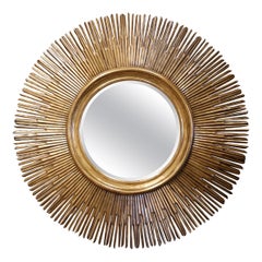 Große Vintage Italienisch geschnitzt vergoldetes Holz abgeschrägte Glas Sunburst Wandspiegel