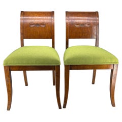 Paire de salle à manger danoises Biedermeier vert gazon, rembourrées