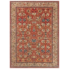 Doris Leslie Blau Antique Persian Sultanabad Floral Red Handmade Wool Rug