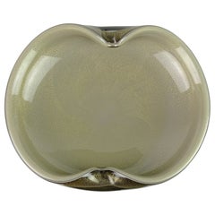 Alfredo Barbini Murano Black Gray Gold Flecks Italian Art Glass Centrepiece Bowl (bol de centre de table en verre)