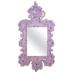 Mirror Decorated with Insects, Furiosa Edition Purple Ceramic, circa 2010, Italy
