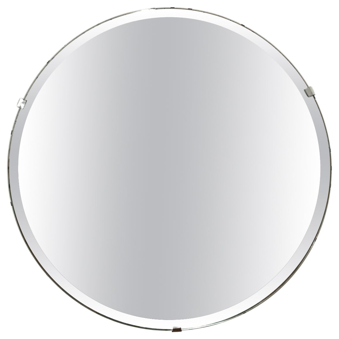 Mid century modern round wall mirror with beveled edge