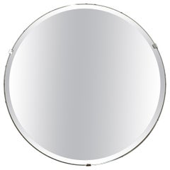 Mid century modern round wall mirror with beveled edge