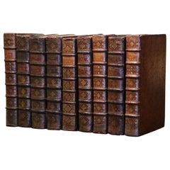 Early 18th Century French Leather Bound Books Dated 1727-1748, Set of Nine