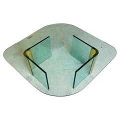 1970s Leon Rosen Glass & Brass Coffee Table - Pace Collection