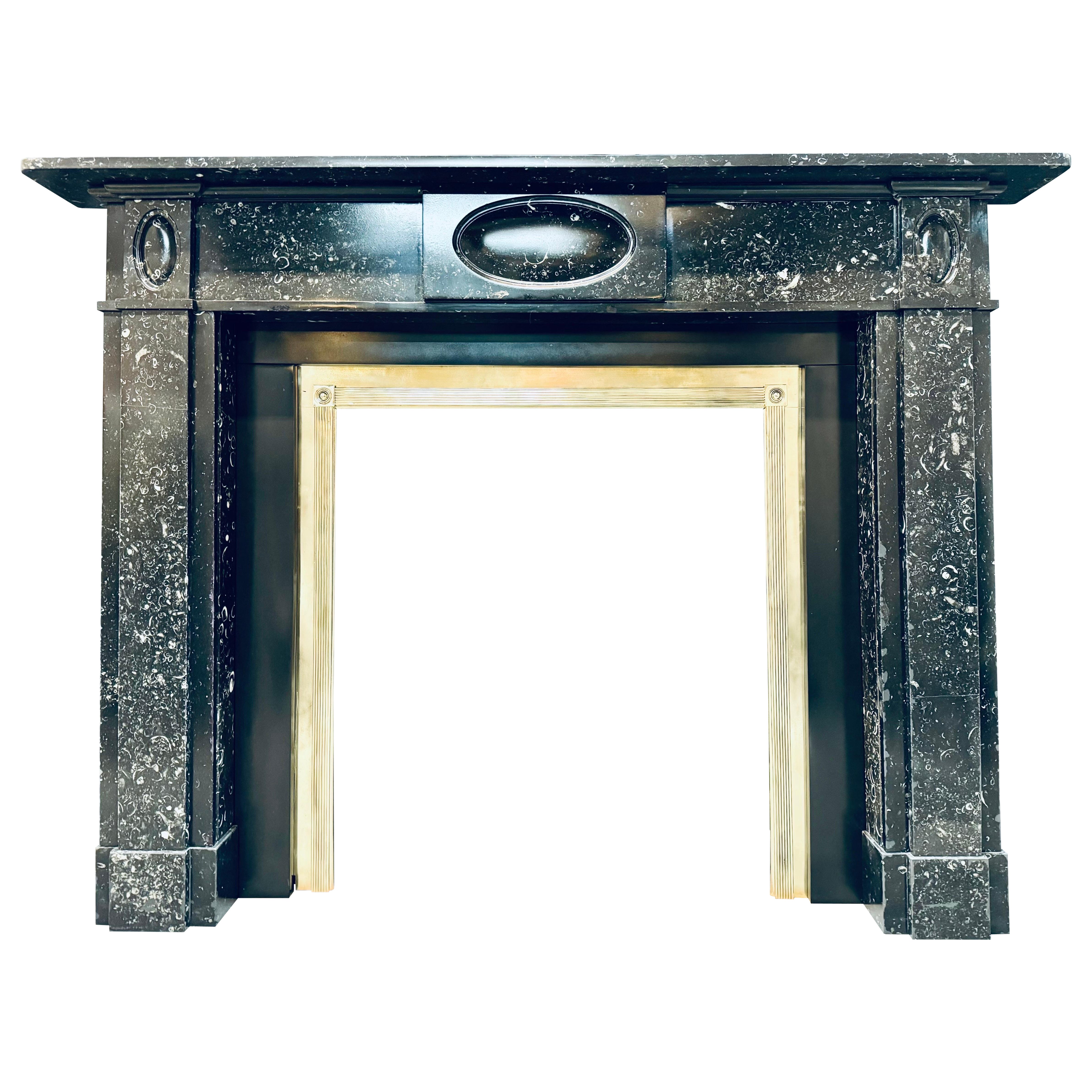 Scottish Kilkenny Fossil-Marmor-Kaminsims aus dem 19. Jahrhundert im Regency-Stil. im Angebot