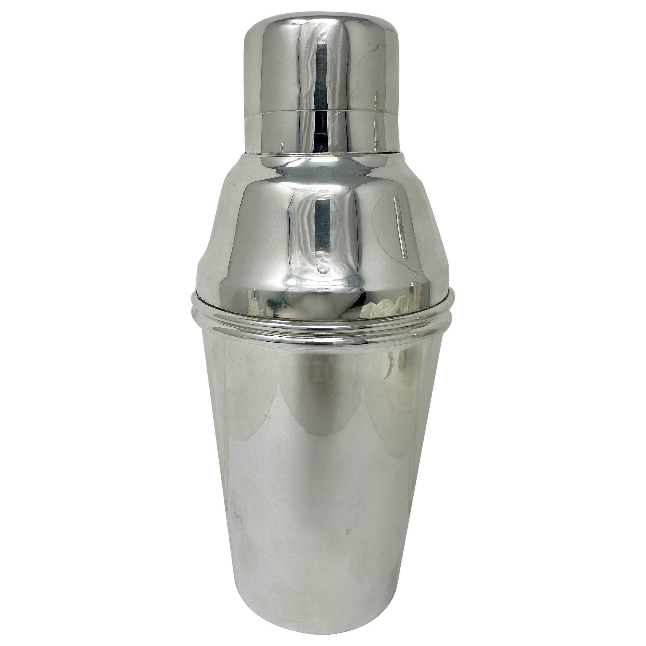 Antique English Art Deco Silver-Plated Cocktail Shaker, Circa 1910.