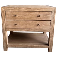 Nathalie Nightstand in Reclaimed Elm Wood Natural Finish 2 Drawer