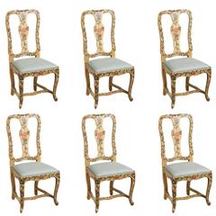 Set of Six 18th Century Italian Side Chairs