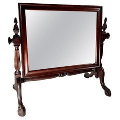 19th Century Chippendale Style Carved Mahogany Footed Dresser Mirror