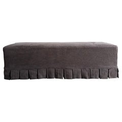Slip Covered Bench in 100% Pure Linen with Pleated Skirt Detail