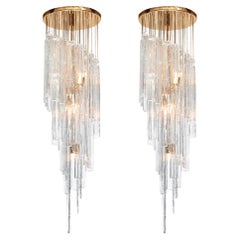 Pair Of Murano Glass Chandeliers in the style of Mazzega