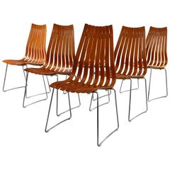 Set of Six Hans Brattrud "Scandia" Teak Dining Chairs