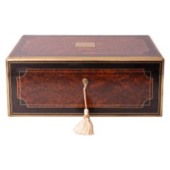 19th Century Writing Slope in Ebony and Birds Eye Maple