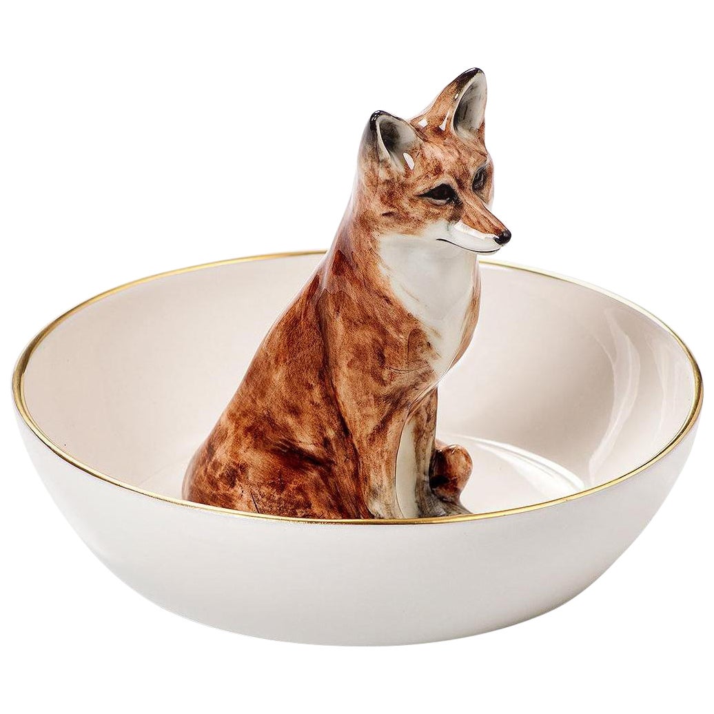 Black Forest Porcelain Bowl with Fox Figure Sofina Boutique Kitzbuehel
