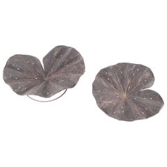 Vintage Pair of metal lotus dishes