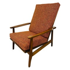 Mid-Century Modern Burnt Orange Walnut Lounge Chair