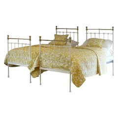 Matching Pair of Antique Beds in Cream MP63