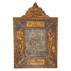 19th Century Italian Baroque Style Giltwood and Gesso Mirror with Verre Églomisé