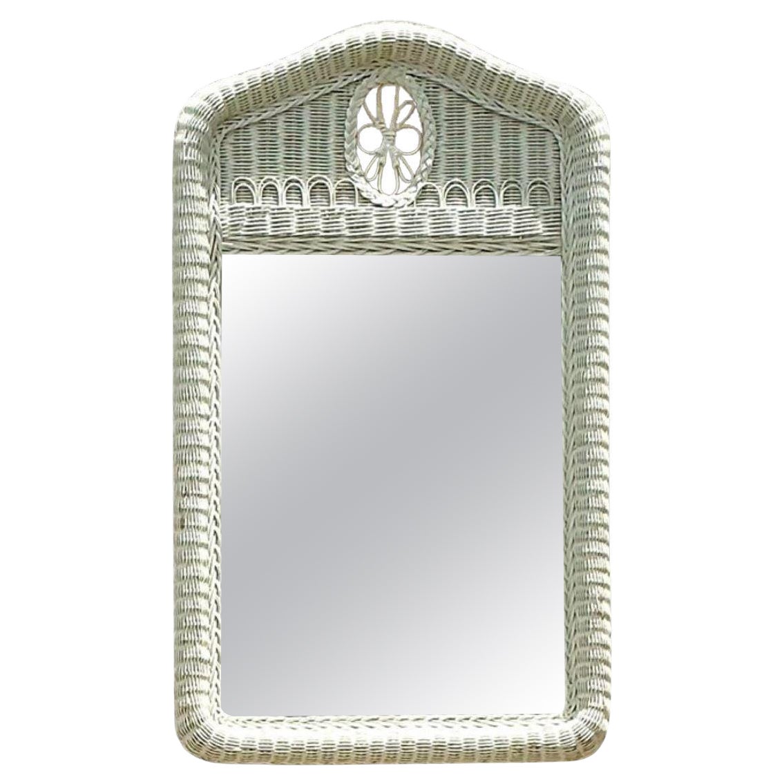 Vintage Coastal Scalloped Woven Rattan Mirror