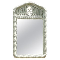 Vintage Coastal Scalloped Woven Rattan Mirror