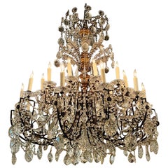 Italian Giltwood and Crystal Chandelier