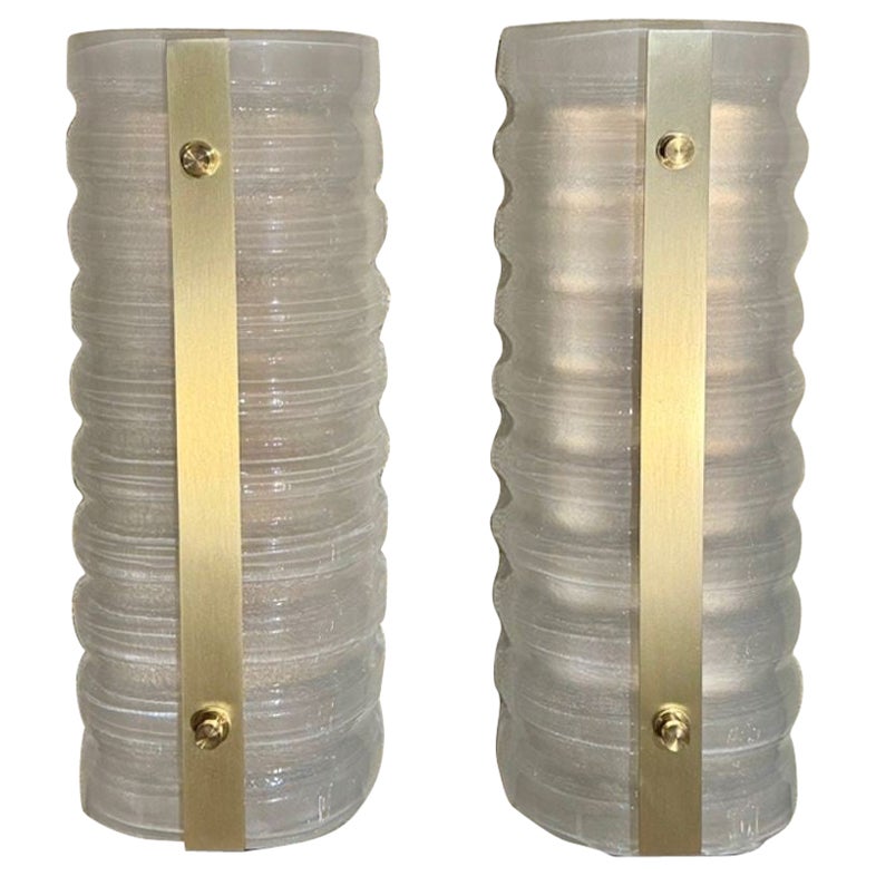 Pair of Modern Barrel Form Sconces For Sale