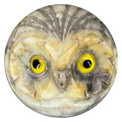 Vintage Mid-Century Alabaster Owl Paperweight
