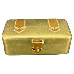Joyero rectangular de latón y madera de bronce, años 50