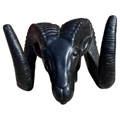 Vintage Black Rams Head Sculpture