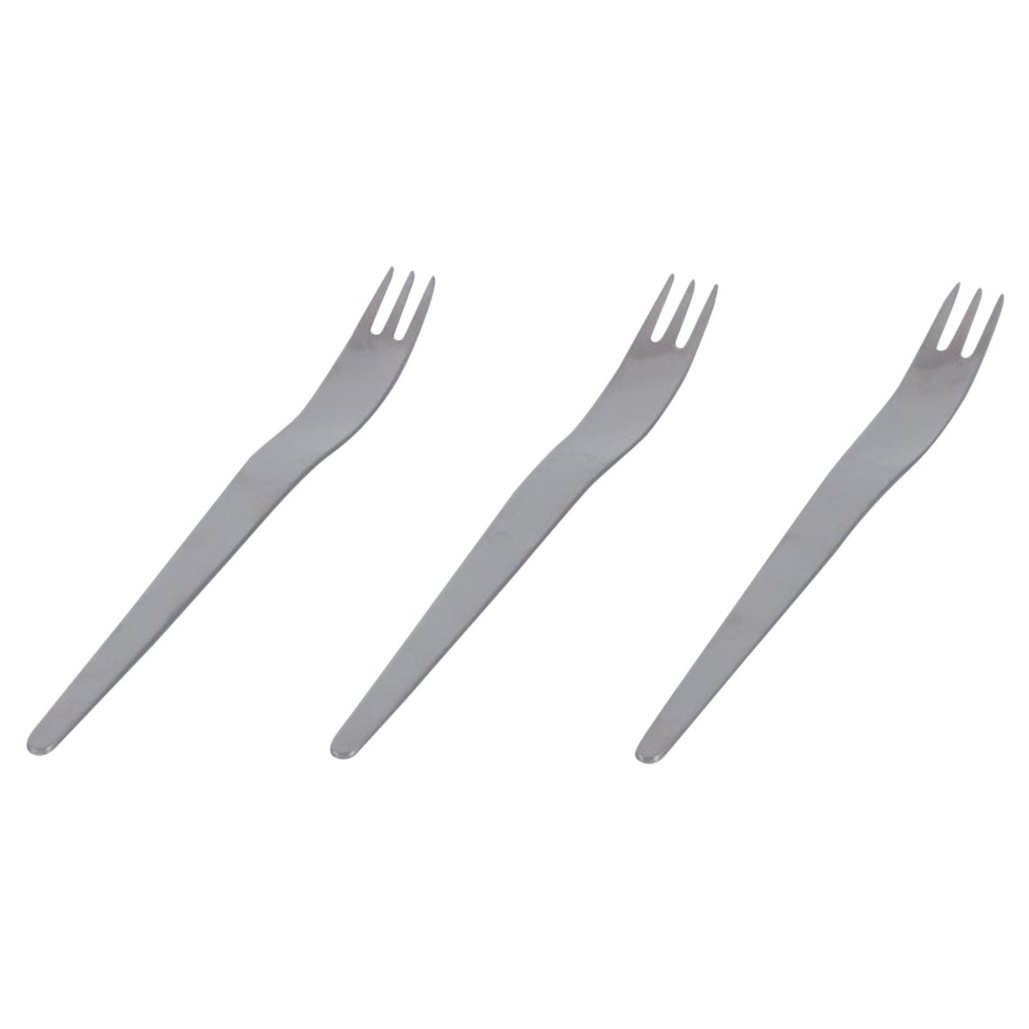 Arne Jacobsen para Georg Jensen. Tres tenedores largos para ensalada de acero inoxidable.
