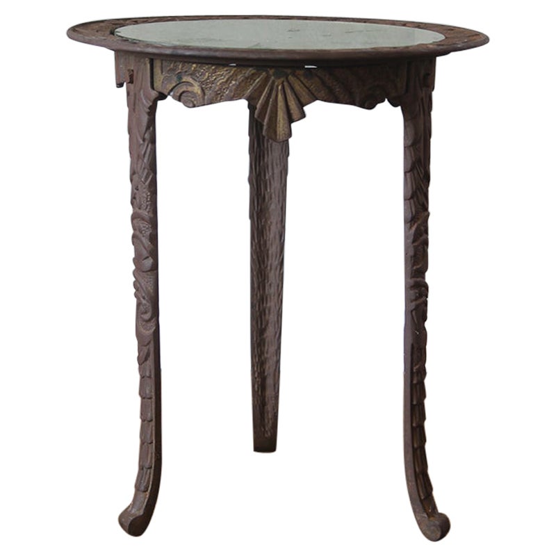 Table de pub néoclassique du 19ème siècle avec plateau en miroir