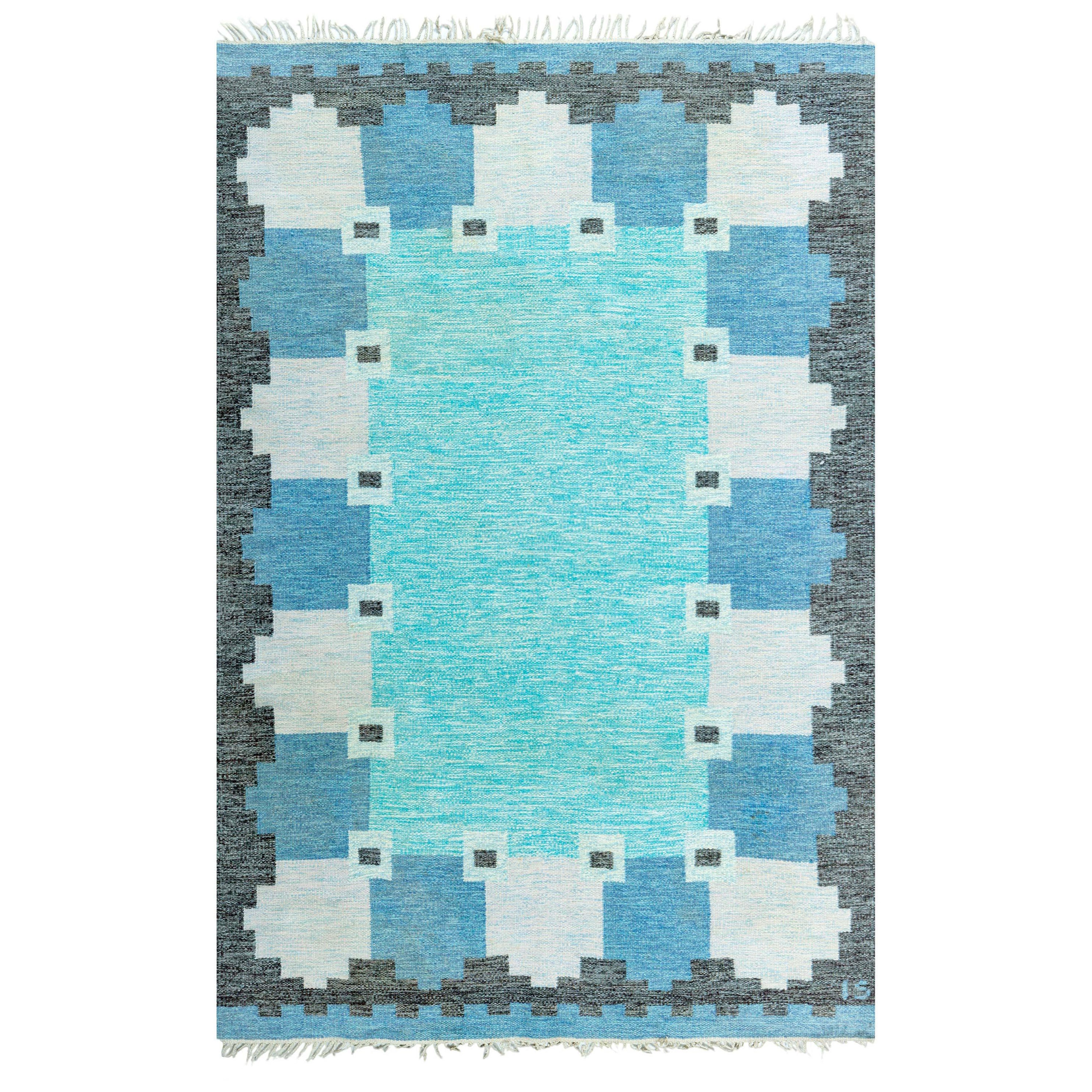Doris Leslie Blau Vintage Swedish Flat Woven Rug by Ingegerd Silow