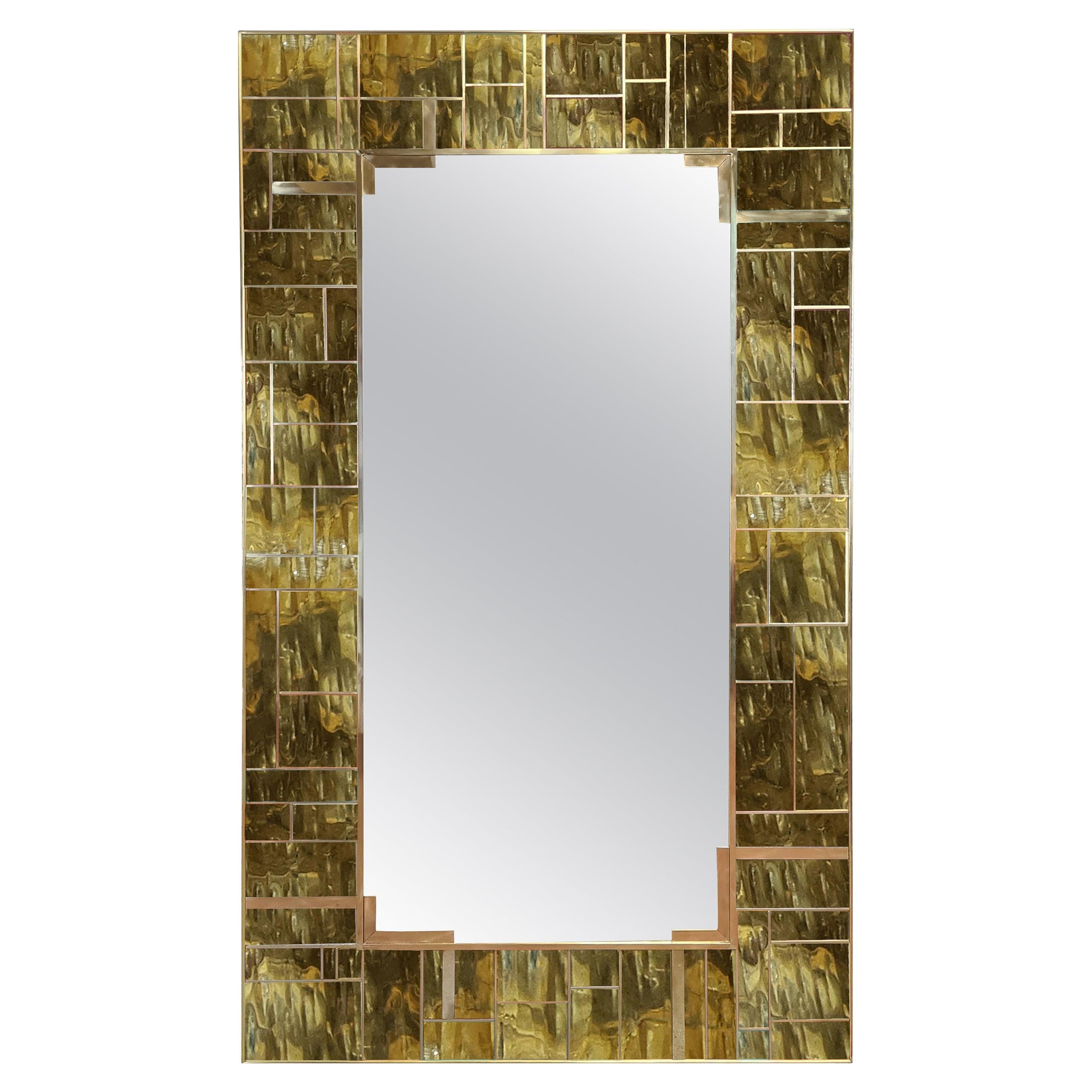 Miroir mural en laiton de forme carrée, 2022 - Disponible