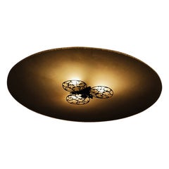 Swedish designer large glass and copper flush mount, 1930s
