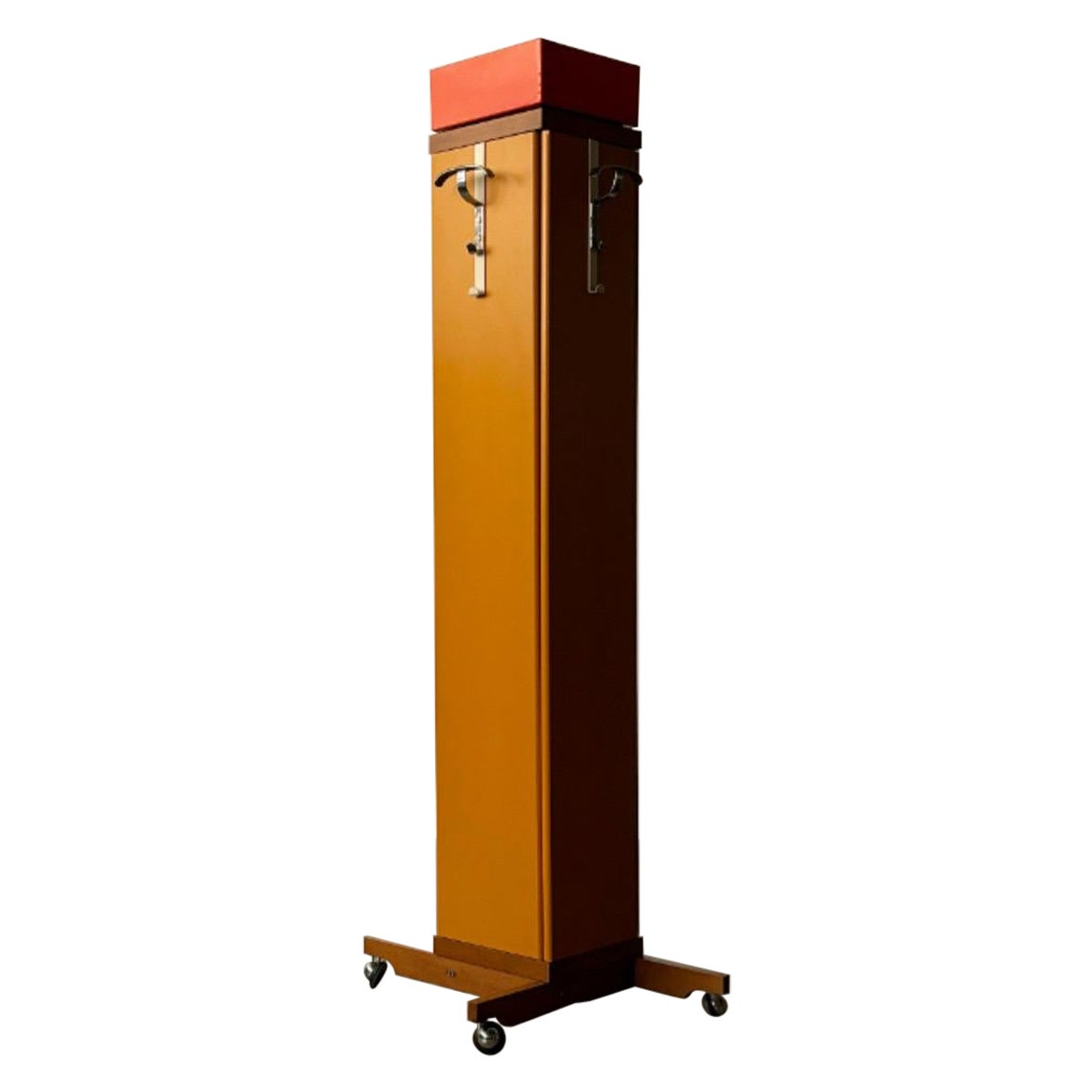 Rare italian coat rack with four doors and umbrella basket, 1970s