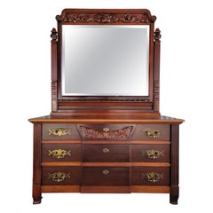 Importante commode victorienne américaine et miroir biseauté