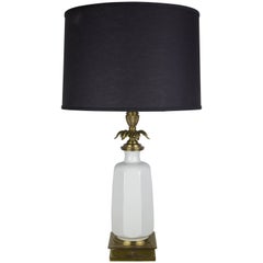 Stiffel Midcentury White Porcelain and Brass Table Lamp